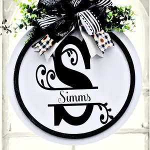 Custom monogram Wood door sign painted w