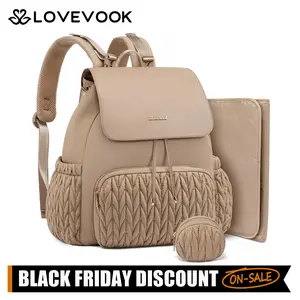 LOVEVOOK Diaper Bag Backpack, Small Baby Bag, Cute Baby Diaper Bag, Stylish Water-Resistant Travel Baby Bag for Mom, Baby Backpack with Changing Pad, Stroller Straps -Khaki TikTokShopBlackFriday Christmas Gift Ideas