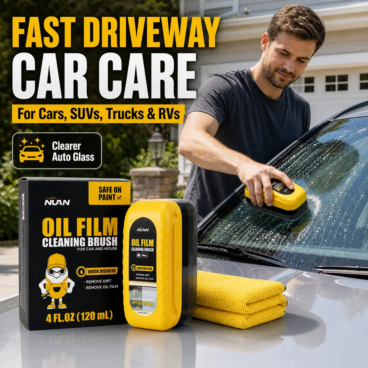 NUAN High-Performance Car Glass Oil Film Remover - Anti-Rain All-Vehicle Fit-nuan