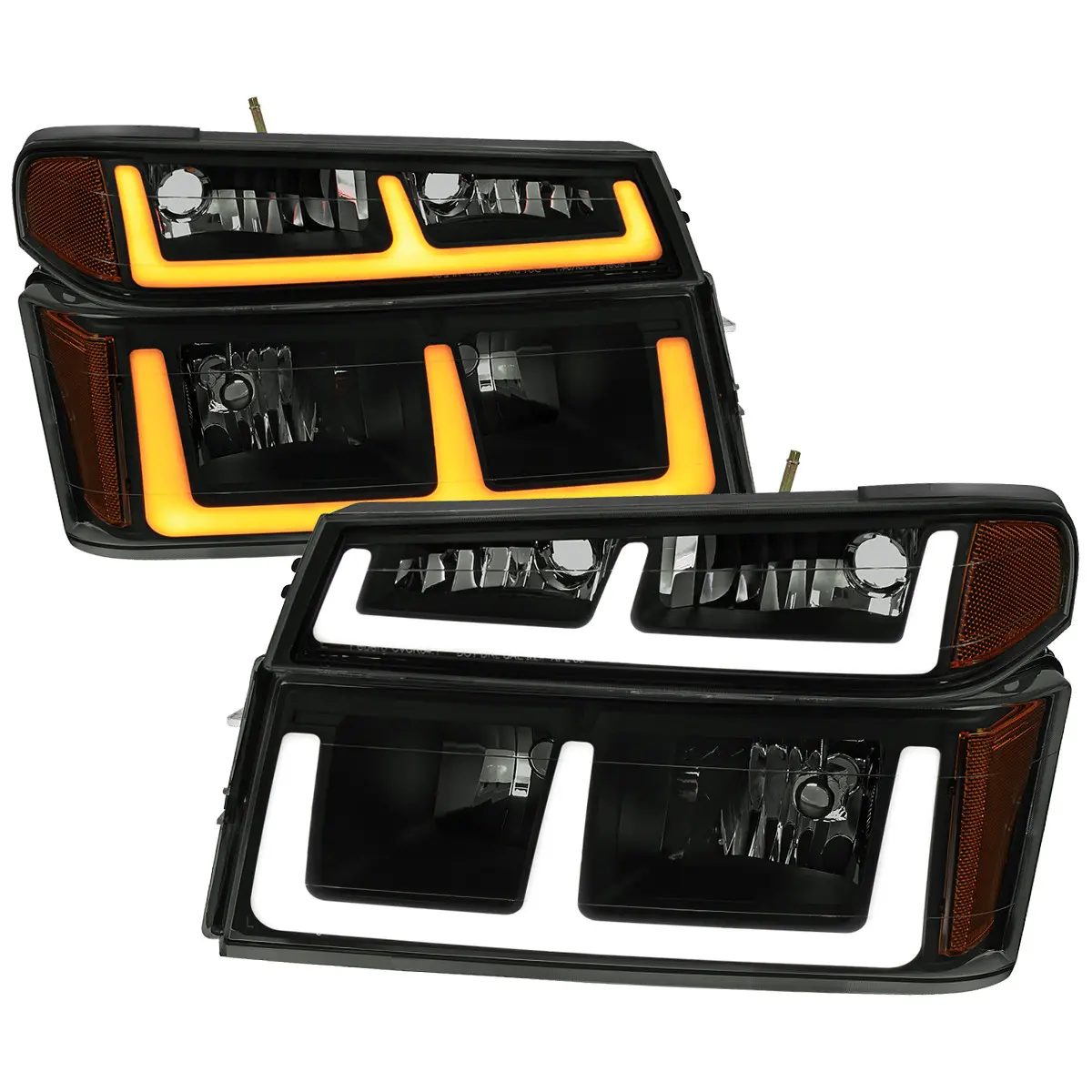 2004-2012 Colorado Canyon LED Bar Factory Style Headlights w/ Amber Corber Lamp (Matte Black Housing/Smoke Lens)