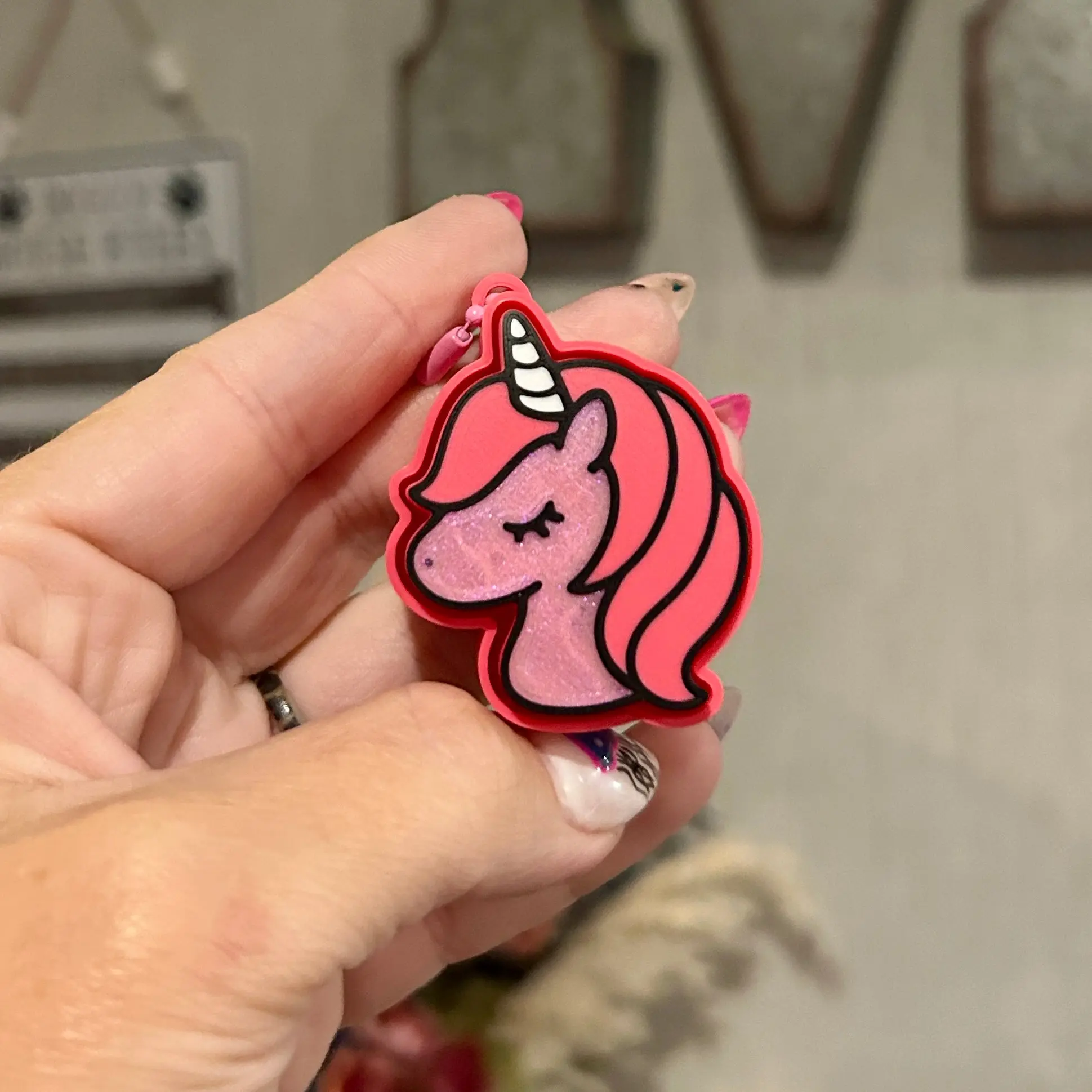 Pink Unicorn Fidget Clicker Keychain
