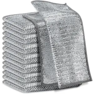 Mesh Microfiber Cleaning Cloths, Wire Dishwashing Rags, Multipurpose Kitchen Scrubbers, Wet and Dry Use