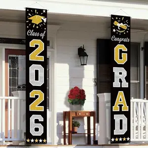 【graduation2026】2026 Graduation Decoration, 2026 Red and Black Class Graduation Banner Decoration, Suitable for any school or grade party, Front Banner, Outdoor Decoration 180x32cm