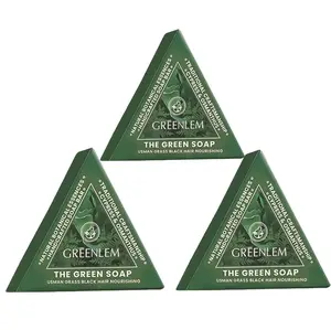 3PCS 120g Biotin-Enriched Herbal Anti-Hair Loss Shampoo Bar - 14-Ingredient Blend (Usma Grass, Ginseng, Tea Tree Oil) for Adults, Cleansing, Oil Control, Root Strengthening, Nourishment, Protection, Ideal for Thinning Any Type