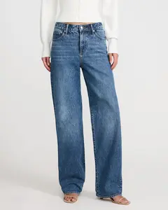 Express High Waisted Medium Wash Relaxed Straight Jeans