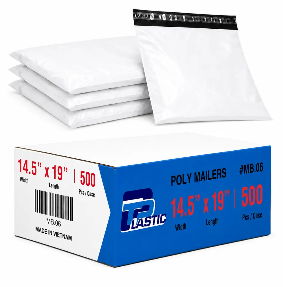 Poly Mailers 14.5x19 Shipping Bags, 500 Pack White Waterproof Mailing Envelopes, 2 Mil Self-Seal Poly Mailer Bags for Small Business, Clothing, Packaging & Shipping Supplies Bulk