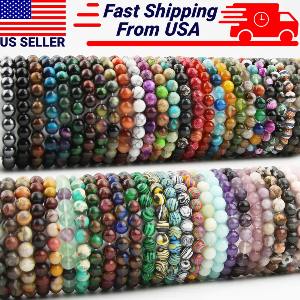 Handmade Stretchy Bracelet Mixed Natural Gemstone 8mm Round Beads Gift
