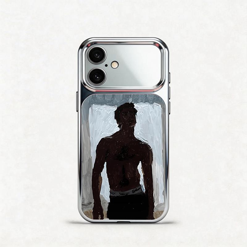 Glass Shockproof Electroplated Silver/Black Muscular Man Oil Painting iPhone 17ProMax Cover Precise Hole Alignment For Lens Frame 15ProMax Anti-yellow | 14ProMax Anti-fall | 13ProMax Ultra-thin Design 16ProMax AirPhoneCase