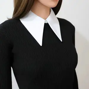 Classic Fake Collar Solid Color Detachable Dickey Collar Shirts Faux False Collar for Women Men