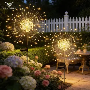 VELTORA 150 LED Solar Garden Lights 2 Pack, Upgraded Lithium Battery Fairy Firework Lights, Brighter Warm White Outdoor Solar Lights, Fast Charging & Longer Lasting Decor for Yard, Patio, Pathway, Flowerbed & Balcony