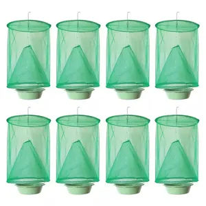 1/2/8/16  PCS Hanging Fly Trap, Ranch Fly Trap, Fly Trap with Bait Storage for Residential Area, Garden, Ranch, Non-Toxic Fly Net, Green
