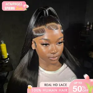 WOWANGEL New Upgrade 13x6 SKINLIKE Real HD Lace Front Wig, Ultra-fitted 250% Density Pre-Plucked Bleached Knots Straight Human Hair Wig for Women Spring Sale