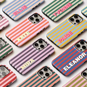 Custom  Stripe Phone Case, Personalized Initials Monogram Striped Cover for iPhone 17 & More