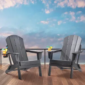 VEVOR Adirondack Chair Plastic Set of 2 All-Weather Folding Fire Pit Gray VEVOR Adirondack Chair Plastic Set of 2 All-Weather Folding Fire Pit Gray