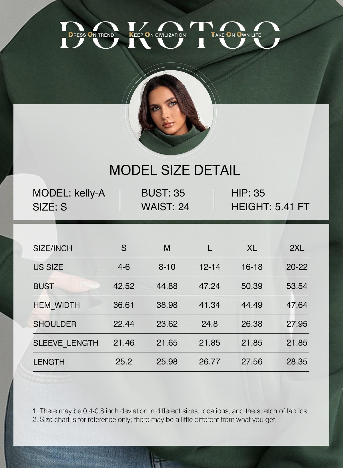 Dokotoo Oversized Hoodies for Women Casual Long Sleeve Solid Pullover Sweatshirts with Pocket
