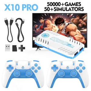 ZMGH X10 PRO Game Console, Video Game Machine - 50000+ Games Including PSP & PS1 Blockbusters, 2 Wireless Controllers, 128G TF, Party Ready, Blue & White Design