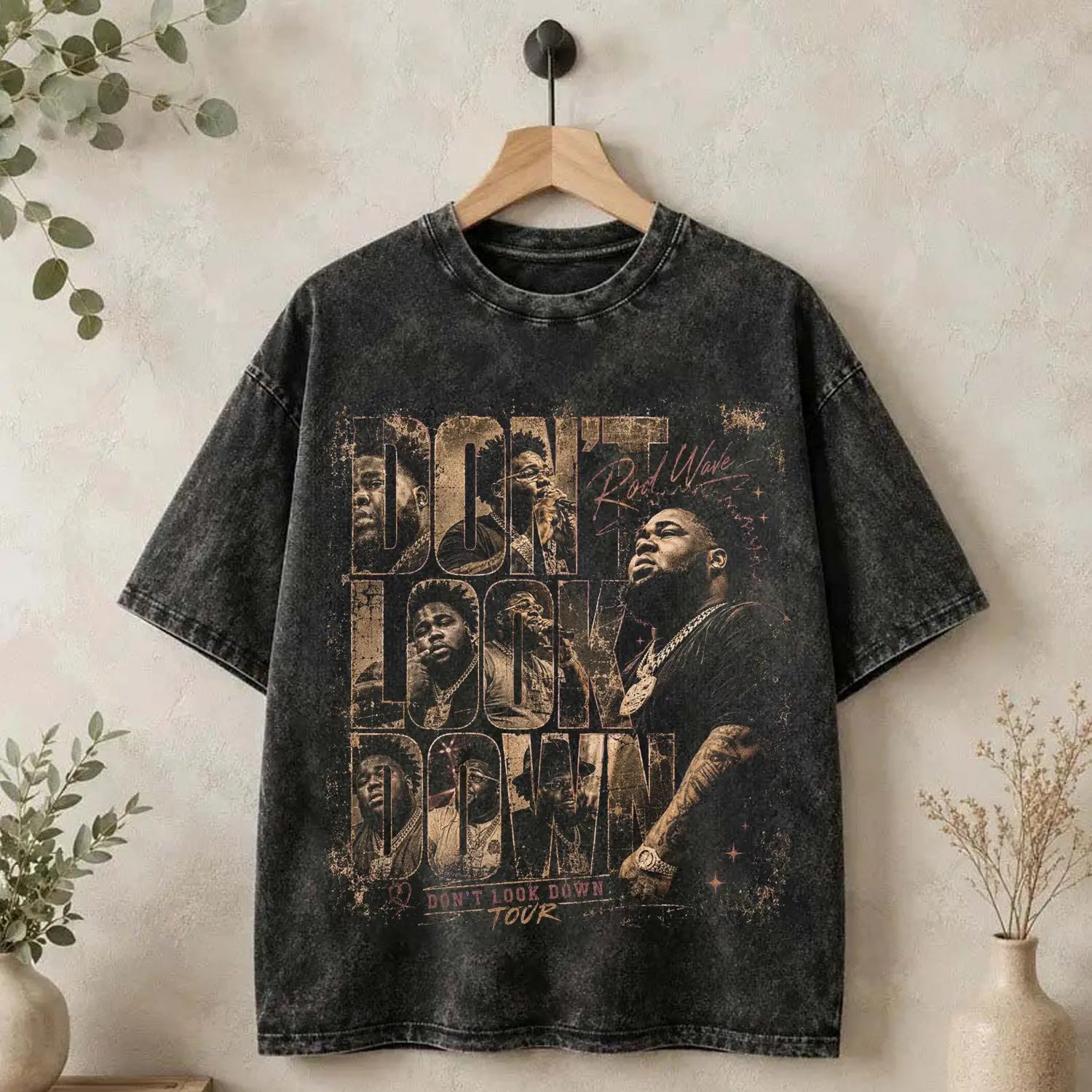 Rod Wave 'Don't Look Down Tour 2026' Tour Washed T-Shirt, Rod Wave Fan Graphic Tee, Dont Look Down Merch Streetwear Graphic Shirt, Gift for rap fans