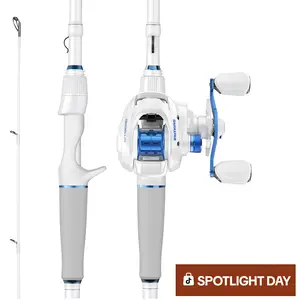 Centron Lite Casting Rod and Reel Combo, IM6 Graphite 2Pc Blanks, Stainless Steel Guides with Ceramic Rings, Contoured EVA Handles & Fighting Butt, Split or Full Rear Handle Design, 10 Models Kastking SummerVibes