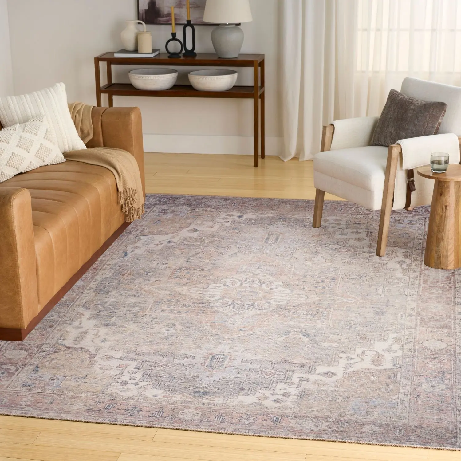 Nourison Vintage Washables Rectangular Persian Flat Weave Home Decorative Rug - Polyester Fiber, Heirloom Look, Anti-Slip, Indoor Use, Machine Wash Compatible, Vintage Home Decor