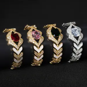 Unique And Exaggerated Lip Design, High-End Two-Tone Zircon Cuban Chain Bracelet, Women'S Hip-Hop Rap Cool Jewelry