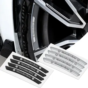 4PCS Aluminum Car Wheel Rim Sticker Auto Emblem Decoration Decal For Mercedes Benz G S R C E B A Class GLA GLK C180 E300 S200 Car Decorative Sticker Car Accessories