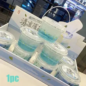Transparent Crystal Slime, Cool Mint Flavor, High Transparency Bubble Gum, Large Bucket Hug Milk, Non-Sticky Ultra Soft DIY Clay, Stress Relief Toy
