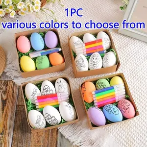 A Set of 6 Easter Egg Painting Kits,2026 Creative Hand-Painted Easter Egg Set, Includes 6 Plastic Eggs And 6 Crayons, Perfect for Creative Hand-Painting Activities for Family And Outdoor Holiday Parties, Easter Gifts, And Party Decorations