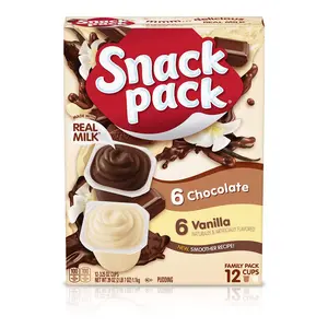 Snack Pack Chocolate and Vanilla Flavored Pudding Cups Family Pack, 12 Count Pudding Cups (Pack of 1) Fruit Dessert
