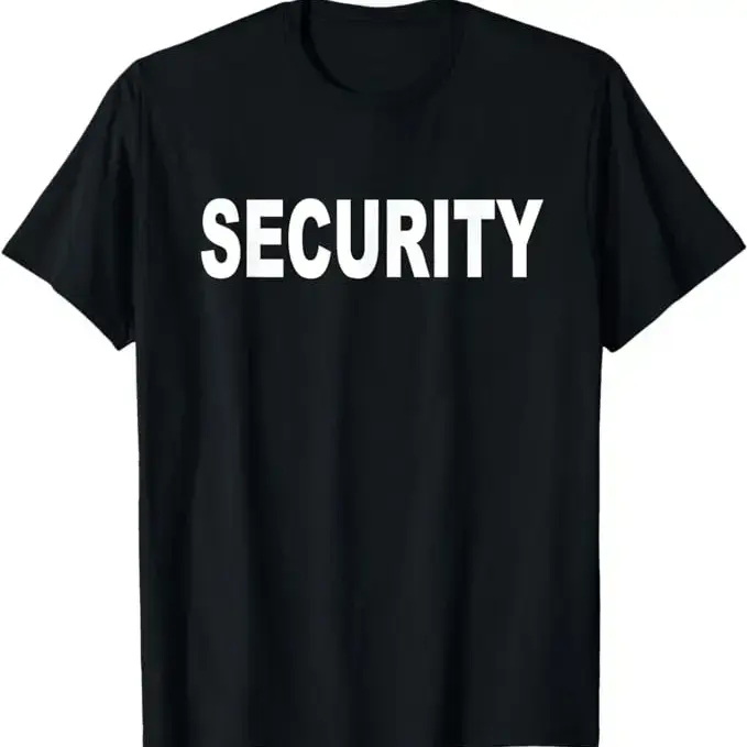 Men's Short-Sleeve Round Neck Casual T-Shirt - 100% Cotton Clothing, Printed Text, Perfect Fit Security Guard Safety Officer Top, Multi-Size, Cold Wash