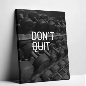 "Don't Quit" Gym Motivation Art Print, Black & White Dumbbell Quote Poster, Inspirational Fitness Wall Art, Motivational Home Gym Decor
