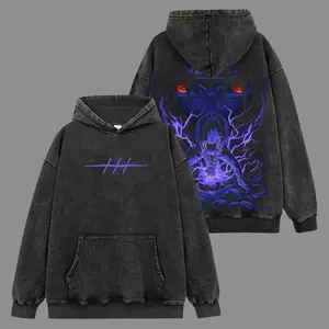[Naruto] Sasuke Uchiha Hoodie-Shirt Premium 100% Acid Wash , Naruto Fans, Anime Graphic Hoodie, Streetwear Hoodie Unisex Oversize Gift for Anime Lovers Oversized