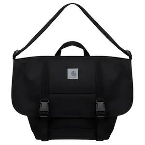 Carhartt WIP Reflective Logo Waterproof Nylon Messenger Bag for Men and Women, Casual Style, Black