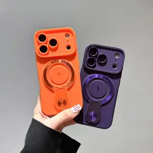 MagSafe Magnetic Kickstand Phone Case for iPhone 17/16/15/14 Series, Full Body Soft Silicone Shockproof Cover