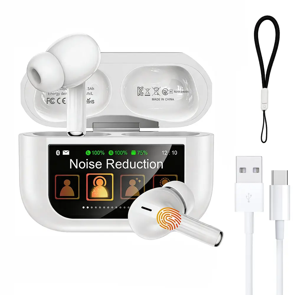 2026 New Wireless Earbuds with Touchscreen Display, ANC Noise Cancelling, Bass Stereo Sound, Bluetooth 5.4, Low Latency, 48H Playtime, Ideal for Sports, Commute & Daily Use