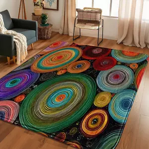 1pc Impression Color-Coil Oil Graffiti Faux-Cashmere 100% Polyester ACCENT MAT, machine washable mat, living/bedside flex lay, light absorb slip-safe, art decor glow-up space, machine-wash refresh fade-free, Machine Washable Rugs, Decorative Rugs