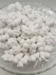 Flocked White Cloud Beads, 1 in Wide, 10-Piece Set with Fluffy Cloud Effect, for DIY Beading & Jewelry Making, Flocked Beads