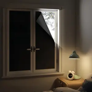 Blackout Window Film, Sun Shade Film, Sun Heat Blocking Privacy Cover for Glass, Removable Opaque Room Darkening, Dark Out Window Covers