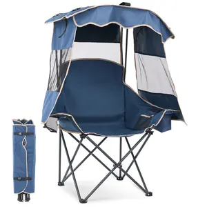#Summervibes ABORON Camping Chair with Canopy, Folding Outdoor Chair with Shade, 3-Sided UPF 50+ Sun Protection,with Cooler Bag & Cup Holder for Beach, Camping, Sports, Fishing, Support 330 LBS