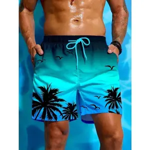 SummerMen'sSwimwearBoardShortsPalmTree3dPrintDrawstringSwimShortBeachTrunksMenSwimsuitSportsPantsBriefShortsClothingClothes