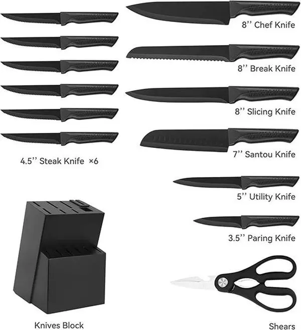 14-Piece Stainless Steel   Set with Food-Grade Cutting Board, Non-Slip Handles,  Shears - Nitro-Sharp, Portable EDC Pocket/Fruit  - Ideal Christmas Gift for Home Cooking Enthusiasts straight Dragon Phoenix Chef Knife, 14Pc, Knives wooden wholesale fold