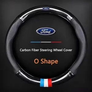 Carbon Fiber Ventilated Steering Wheel Cover for Ford Models, Compatible with St Mondeo F150 Fusion Mustang Explorer Escape Edge Fiesta Focus Kuga Ranger