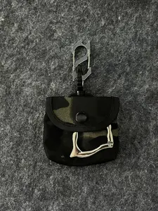 Vintage Bone Buckle Camouflage Small Bag Keychain, Purse Hanging Accessory, Portable Coin Pouch, Unique Charm, High-Quality Feel