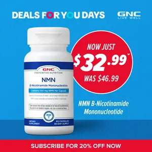 GNC Preventive Nutrition NMN, NAD+ Booster for Cellular Energy & DNA Repair, Anti-Aging, 60 Capsules