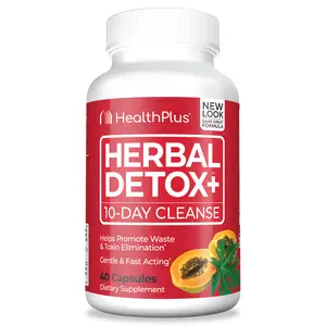 Health Plus Herbal Detox Cleanse Supplement – 10 Day Gut & Colon Support, Bloating Relief, 40 Capsules