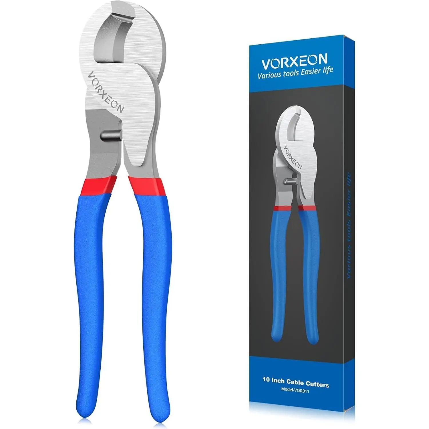 10-Inch Cable Cutters Heavy Duty Wire Cutter High Leverage Electrical Cable Cutter for Aluminum, Copper, Ethernet and Communication Cables, Ideal for Industrial, Professional and Home Use