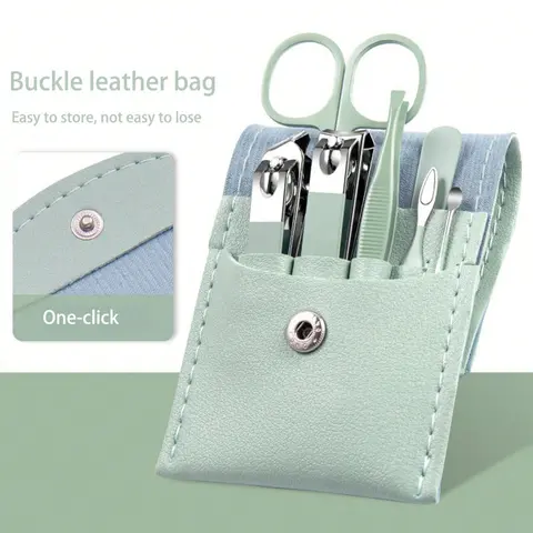 7 Piece Manicure Set Compact Travel Nail Kit at Home Manicure with Nail Clippers, Nail Trimmer and Scissors, Ear Wax Removal Tool and Pedicure Kit for Women and Men Nail Care Tool Nail Tools