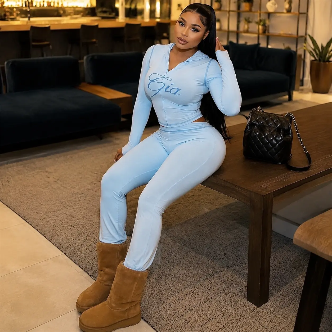 Style 2 Piece Tracksuit for Women, Multiple ColorsBlack/Red/Blue, Long Sleeve Crop Top & High WaistLeggings, Y2K Retro Streetwear, Slim Fit, Ideal for Workouts,Night Out, Travel & Everyday Use
