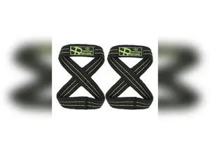 Personal Record Heavy Duty Premium 8 Figure Lifting Straps - PR909 - Black/Neon