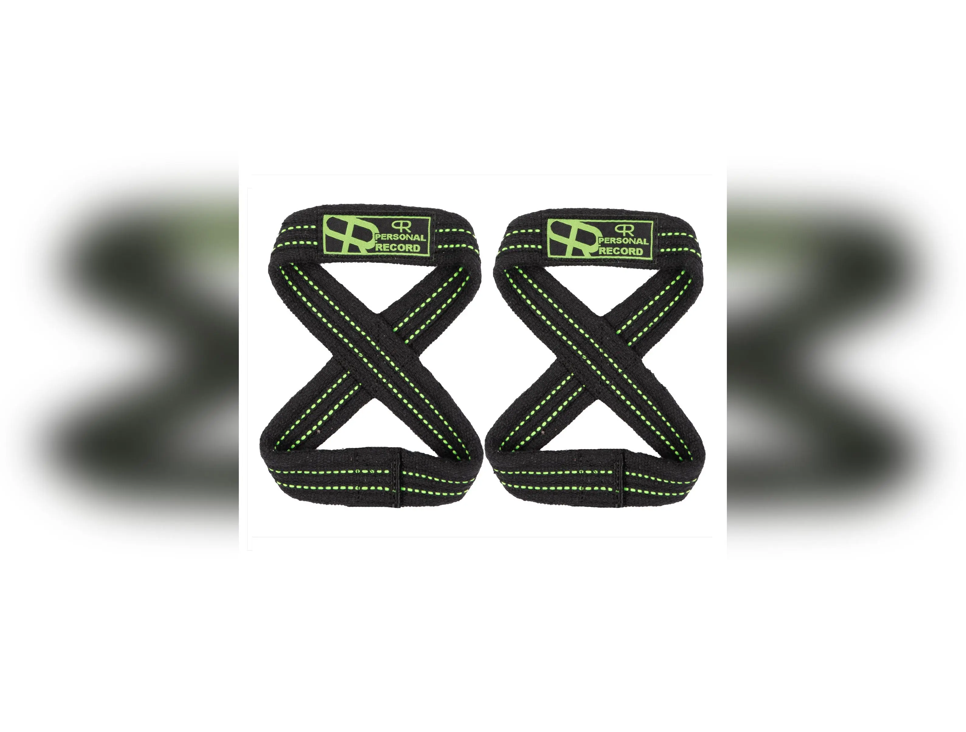 Heavy Duty 8-Figure Lifting Straps, Personal Record PR909 Home Gym Accessories - Black/Neon