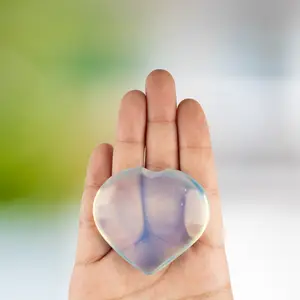 Opalite Heart Palm Stone, Polished Crystal Stone for Chakra Balancing, Meditation, Spiritual and Crystal Gift